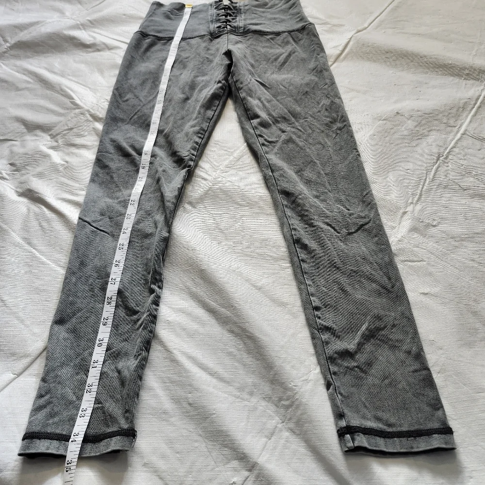 Aerie Size Medium High-Rise Lace-Up Gray Jeans